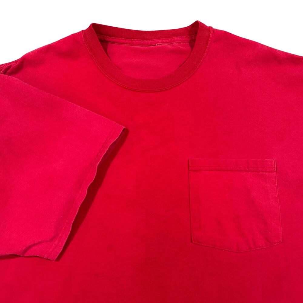 Vintage Red Pocket Tee Men’s XL Faded Blank Essential T-Shirt Y2K